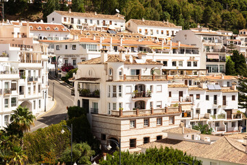 Fototapeta na wymiar View of the picturesque white-washed mountain village of Mijas in Andalusia; southern Spain.