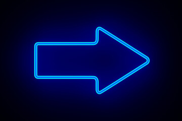 blue neon arrow on dark background. 3D illustration © Sergey Ilin