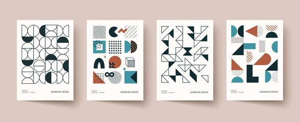 Trendy covers design. Minimal geometric shapes compositions. - 517551989