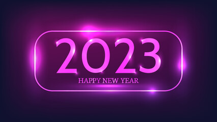 2023 Happy New Year neon background