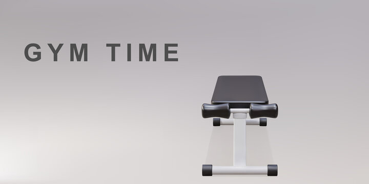 Gym time - 3d realistic gym bench. Vector illustration.