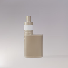 3d Realistic electronic cigarette. Golden vaping device on a grey background. Vector illustration.