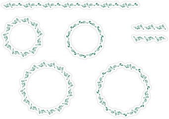 ステッカー用線入り草木フレーム、ライン