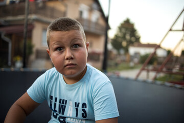 the astonished look of the boy