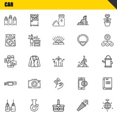 car vector line icons set. nails, boxing glove and chat Icons. Thin line design. Modern outline graphic elements, simple stroke symbols stock illustration