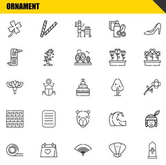 ornament vector line icons set. clover, tape and flower Icons. Thin line design. Modern outline graphic elements, simple stroke symbols stock illustration