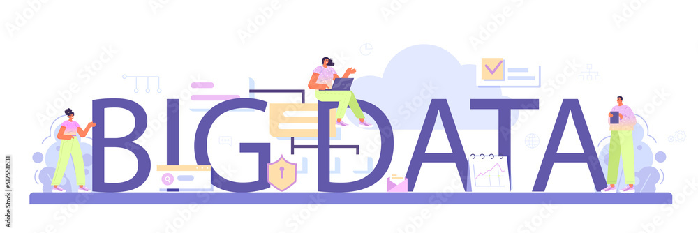 Poster big data typographic header. big data based development of business