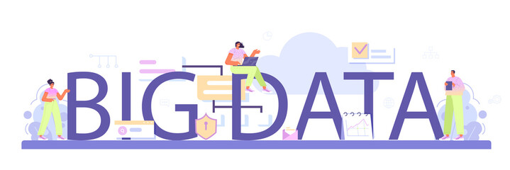 Big data typographic header. Big data based development of business