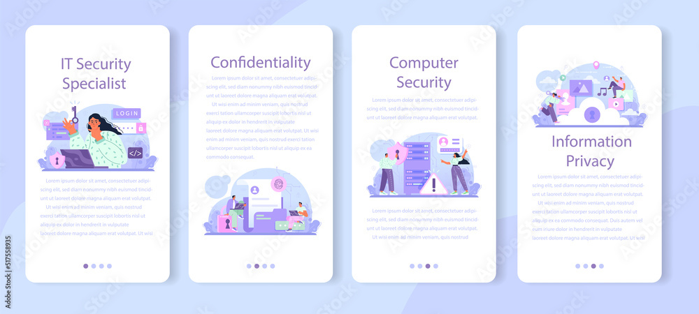 Canvas Prints cyber or web security specialist mobile application banner set