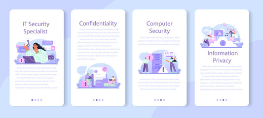 Cyber or web security specialist mobile application banner set