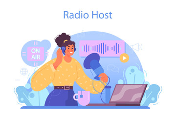 Radio host concept. Idea of music broadcasting in the studio