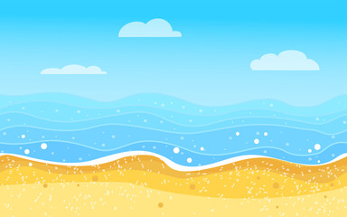 Seamless background with Sea coast and cloudy sky. Colorful vector illustration hand-drawn. © sasha_astra
