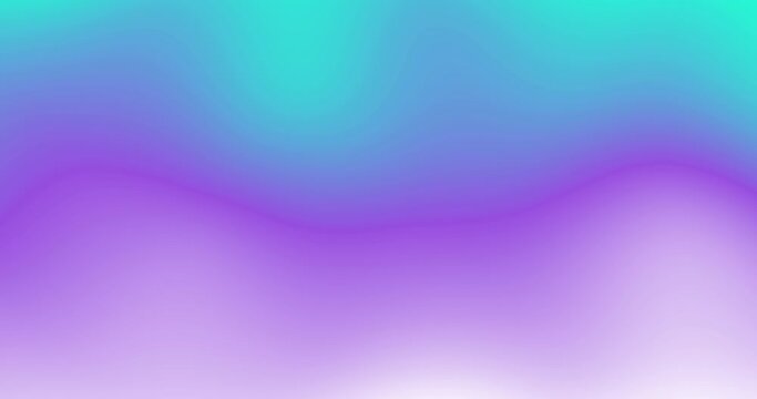Abstract horizontal color gradient background with liquid style waves featured purple, turquoise and white. Seamless looping video animation