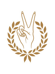 Handzeichen Victory Frauenrechte Lorbeerkranz 