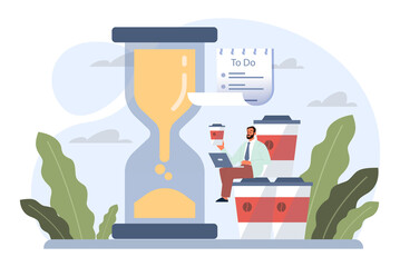 Deadline. Office character with a lot of work and busy lifestyle.