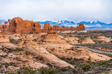 Garden of Eden with Snow Mountain View, Arches National Park