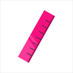 Pink ruler on white background