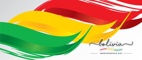 Bolivia Independence day, handwritten lettering calligraphy, abstract flag of Bolivia white background banner - Powered by Adobe
