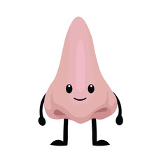 Funny human nose on white background