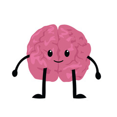 Funny human brain on white background
