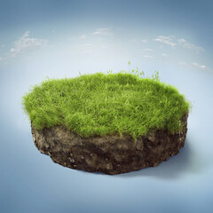 Travel and vacation background. 3d illustration with cut of the ground and the beautiful grass and...