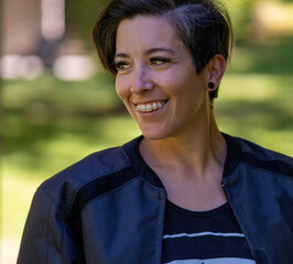 Young beautiful happy woman smiling showing off her new braces