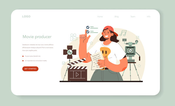 Producer web banner or landing page. Film and music production,