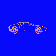 Creative car vector illustration with orange color gradient on blue background