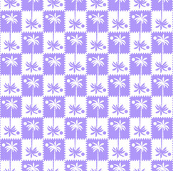 Abstract Monochrome Gingham Style Palm Tree Silhouettes Seamless Trendy Pattern Summer Concept Perfect for Allover Fabric Print or Wrapping Paper