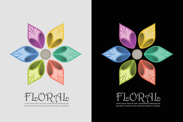 Obraz premium Vector illustration of colorful floral design element.