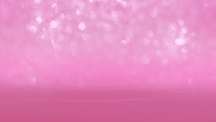 Abstract rose and white water bokeh glitter ocean background. Concept 3D illustration beauty care and cleaning product packshot. Showcase template backdrop for hydrating refreshing nature cosmetics.