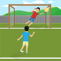 The boy who scored a penalty goal in the match