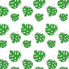 green leaves in flat style pattern