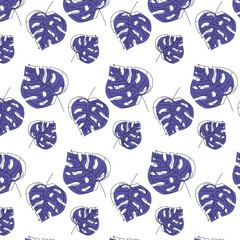 indigo leaves in flat style pattern