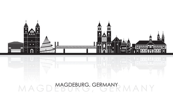 Silhouette Skyline panorama of city of Magdeburg, Germany - vector illustration