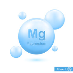 Mineral Magnesium Mg Vitamin for health. Medical and dietary supplement health care concept. 3D Vector EPS10 illustration isolated on a white background