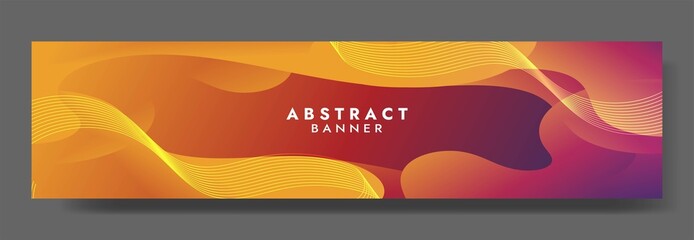 Abstract Orange Fluid Banner Template. Modern background design. gradient color. Dynamic Waves. Liquid shapes composition. Fit for banners