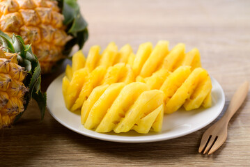 Sliced pineapple fruit ready to eating, Tropical fruit in summer season