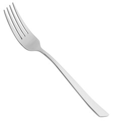 metallic shiny stainless steel fork isolated on white background