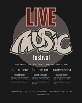 Live music festival poster template with hand drawn lettering.