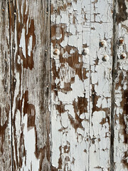 Peeling White Paint Texture on Wood, Closeup