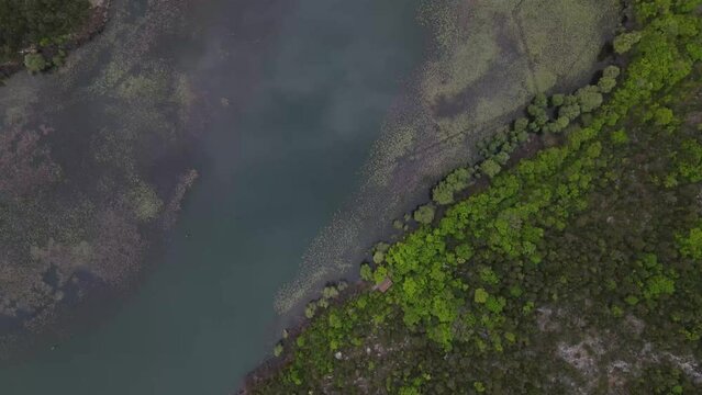 Aerial Drone view Montenegro Pavlova Strana. Bend From Pavlova Strana Perspective. Montenegro Skader Lake. 4k Videos