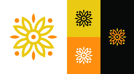 Sun Flower  Ornament Natural Brand Logo design