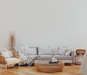 Large luxury modern bright interiors Living room mockup.