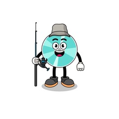 Mascot Illustration of optical disc fisherman