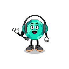 Mascot Illustration of emerald gemstone as a customer services