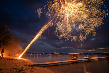 fireworks over the lake - 517576317