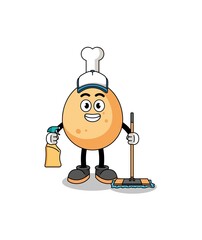 Character mascot of fried chicken as a cleaning services