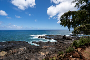 Fototapeta na wymiar Lava covered beach in Kauai, Hawaii