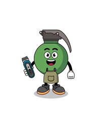 Fototapeta premium Cartoon Illustration of grenade as a barber man